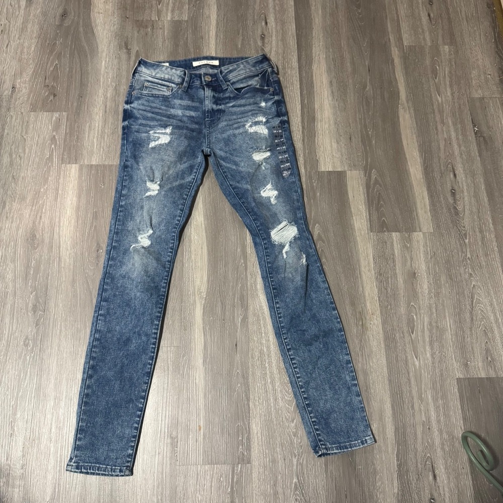 PacSun‎ Stacked Skinny Jeans Mens 28x30 Distressed Ripped Dark Wash Stretch